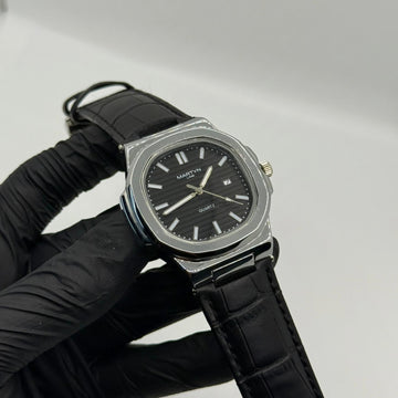 Martin Black Dial | Black Leather Strap Watch