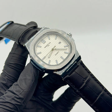 Martin white Dial | Black Leather Strap Watch (Inspired Edition)
