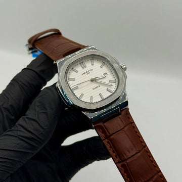 Martin white Dial | Brown Leather Strap Watch